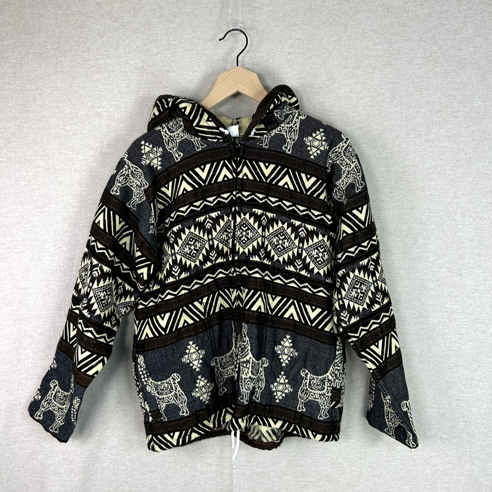 Handmade Mens Alpaca Blend Full Zip Jacket Size Medium Aztec‎ Tribal Lightweight - Picture 2 of 7